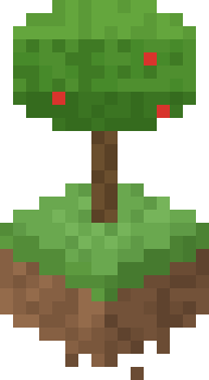 A single oak tree on a floating block of dirt